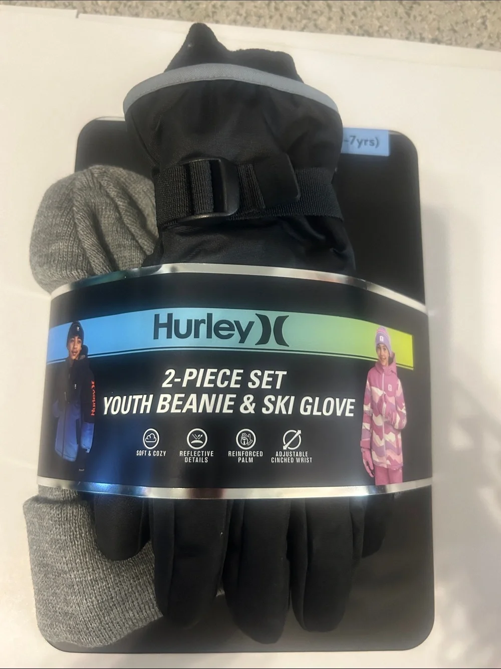 Hurley Youth Black Beanie & Gloves Set